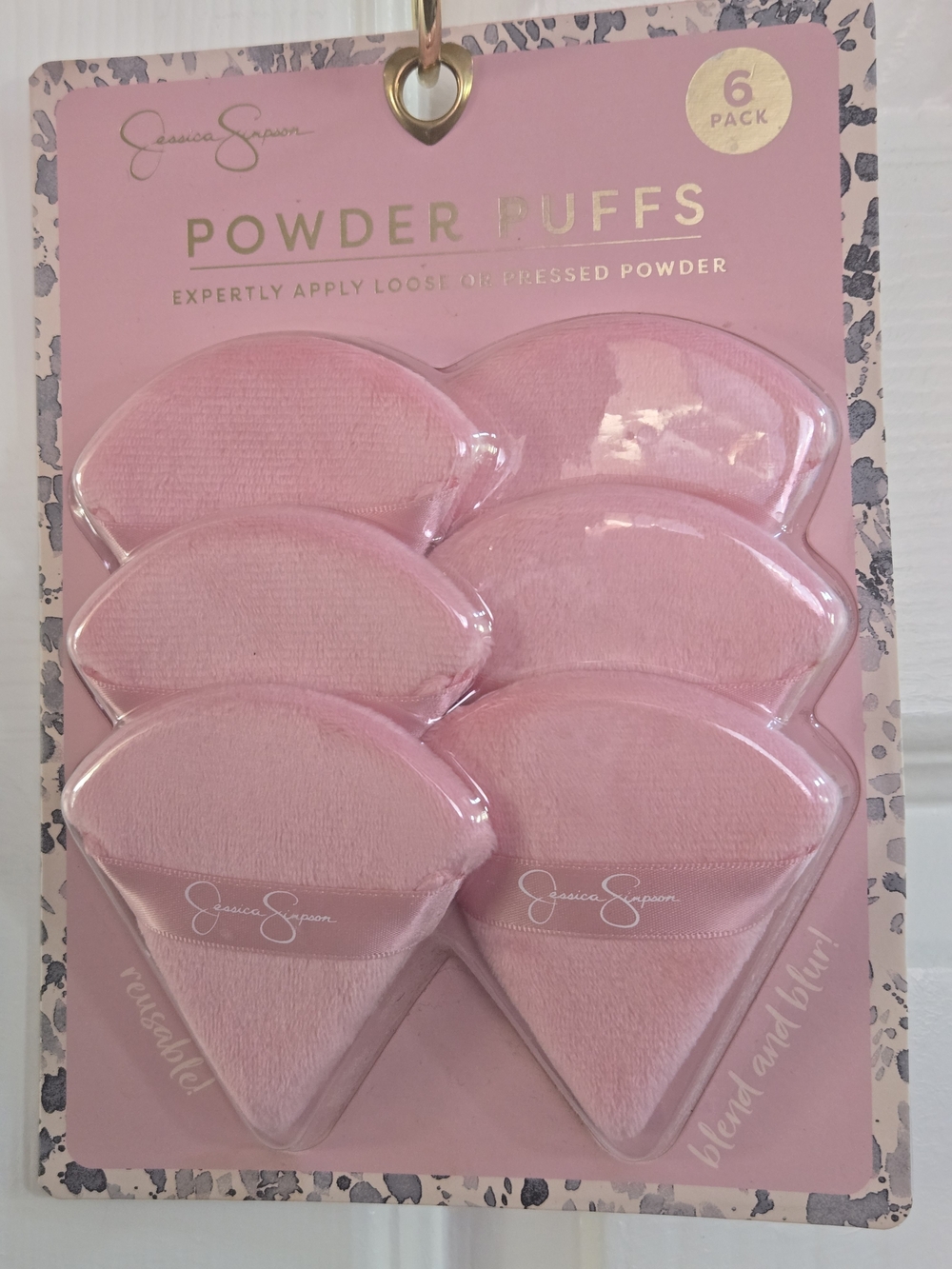 Jessica Simpson Pink Velvet Powder Puffs - Reusable 6 Pack